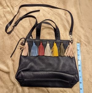 Like-new Rebecca Minkoff navy leather tassels crossbody